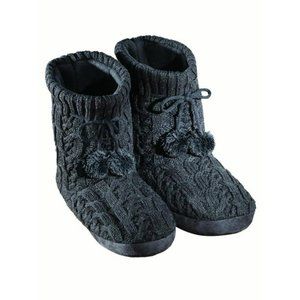 Collections Women's Cable Knit Booties- Black